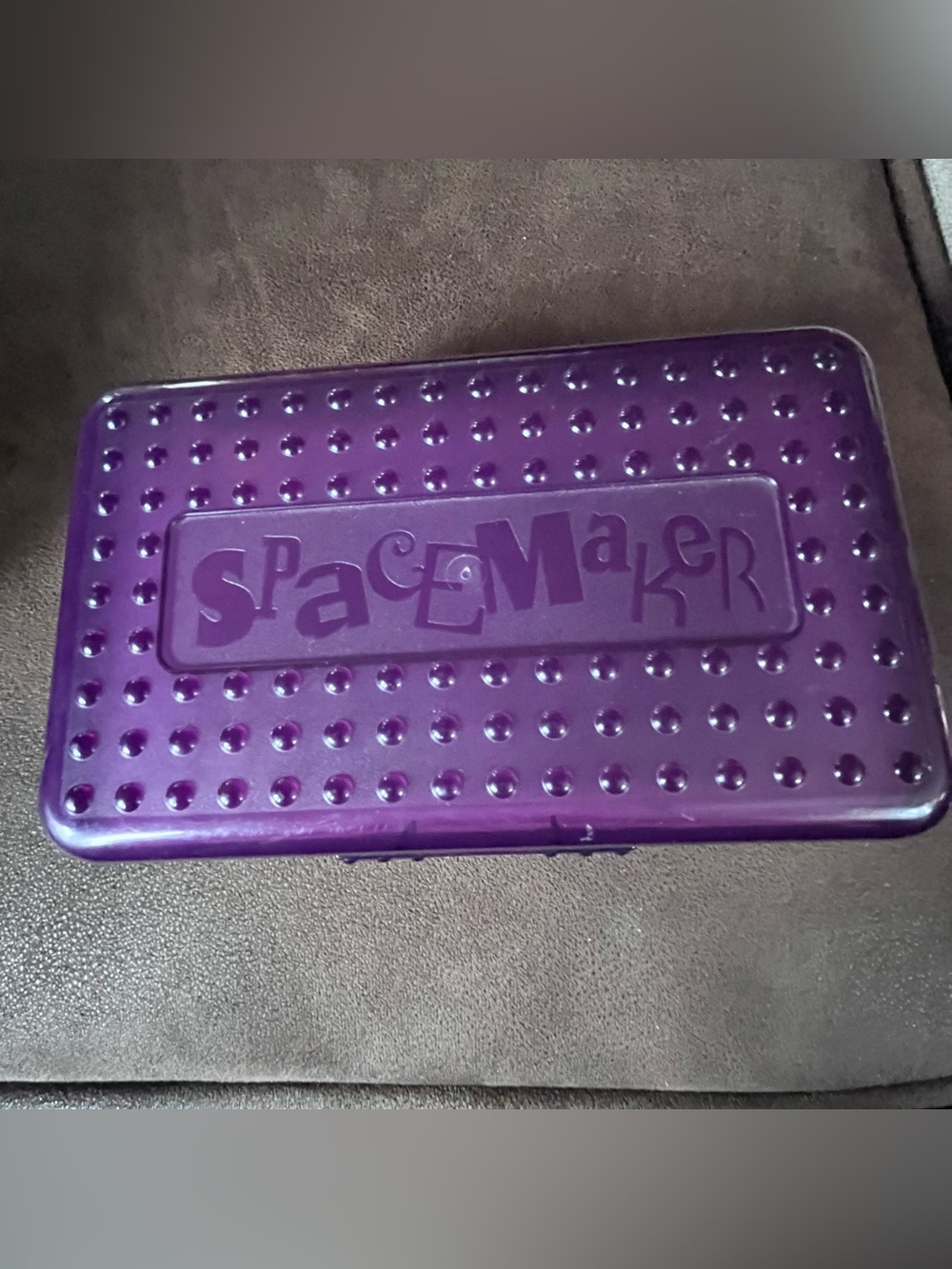 Spacemaker Vintage 1990s Plastic Pencil Case Box Purple Top Frosted Bottom